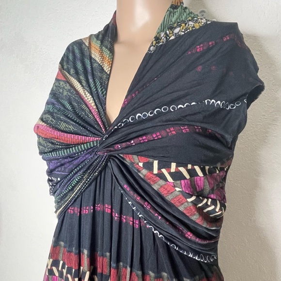 ETRO Milano Sleeveless Twist Front Light Tribal Print Midi Dress Size 42 (US 8) - Picture 5 of 13